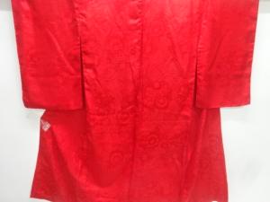 アンティーク　綸子花薬玉模様織出し長襦袢